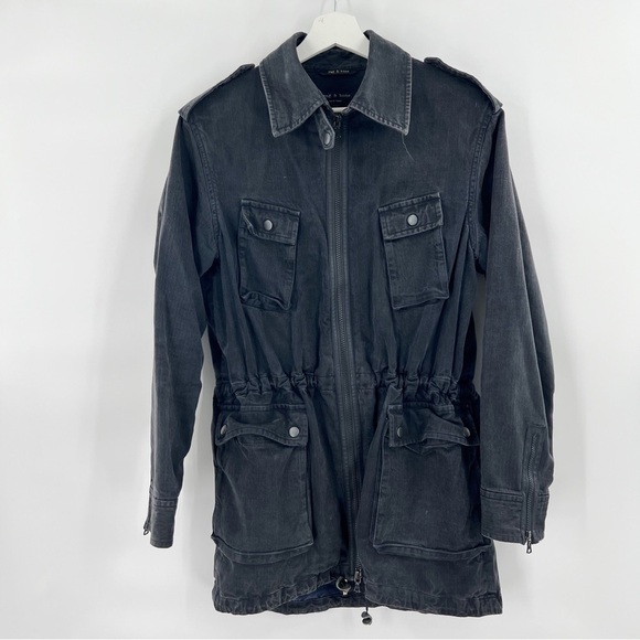 Rag & Bone charcoal grey distressed utility jacket size 10 - Picture 1 of 6